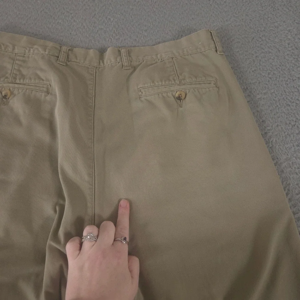 VINTAGE Eddie Bauer Pants Mens 35x32 Tan Straight Leg Flannel Lined Chino 90s